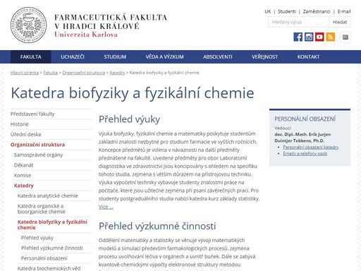 katedra biofyziky a fyzikální chemie.