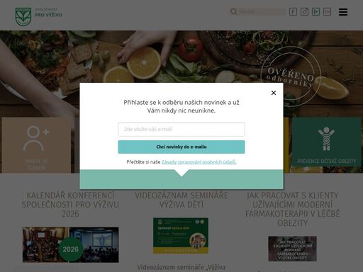 společnost pro výživu přináší ověřené informace na téma výživa a potraviny. objektivně vysvětluje a chrání před desinformacemi a mýty, pořádá konference.