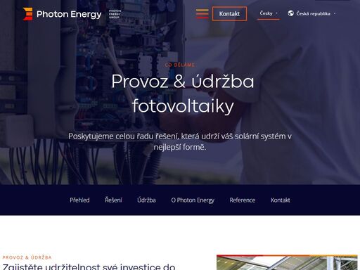 kompletní rešení pro solární fotovoltaické systémy, včetně monitorování a údržby střídačů.