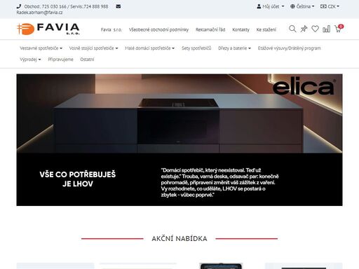 favia  s.r.o. byla založena v září 1992. cílem bylo vybudování silné velkoobchodní i maloobchodní společnosti, zabývající se distribucí vestavných a volněstojících spotřebičů. nakupujte pohodlně on-line. s výběrem vám rádi poradíme.