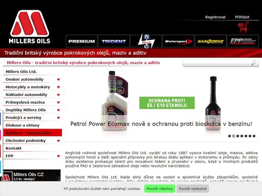 motorové oleje, převodové oleje, aditivace paliva