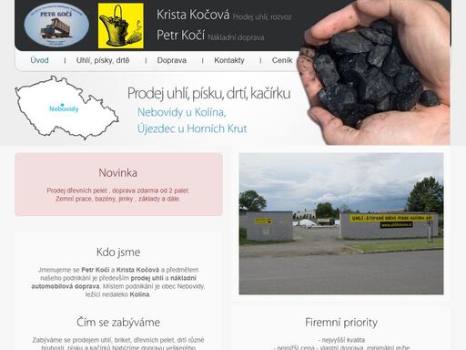 petr kočí, krista kočová - prodej uhlí, písu, drtí, kačírků, nákladní automobilová doprava.