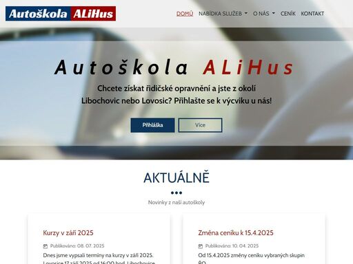moderní autoškola sídlící v libochovicích a lovosicích s nejnovějšími vozidly. to je alihus!