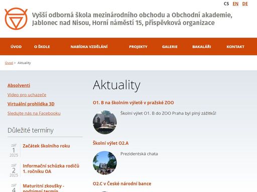 vyšší odborná škola mezinárodního obchodu a obchodní akademie, jablonec nad nisou