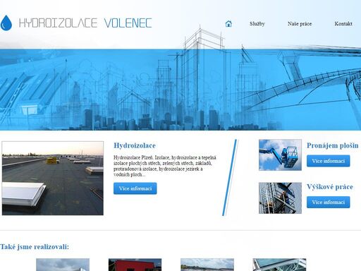 hydroizolace, pronájem auto plošiny, výškové práce. marcel volenec, plzeň.