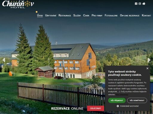 hotel churáňov nabízí ubytování na šumavě v těsné blízkosti lyžařského areálu zadov - churáňov. výhled na šumavu. wellness, masáže, konference. ideální pro cykloturistiku, turistiku, lyžování.
