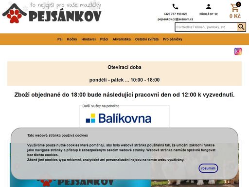 specializujeme se na prodej kvalitního krmiva pro psy, kočky, ptáky a hlodavce. zároveň také nabízíme široký sortiment ostatních chovatelských potřeb, jako jsou hračky pro zvířata, pelíšky, polštáře, boudy, kosmetika pro psy i kočky a další
