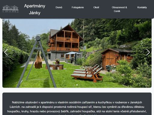apartmány janské lázně - krásné ubytování v přírodě
