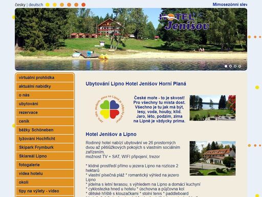 hotel jenišov - lipno - horní planá - šumava:  ubytování a dovolená na lipně, koupání, výlety na kole, parníkem, inline bruslení, rybolov, lyžování hochficht.