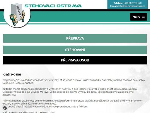 stěhování ostrava, autodoprava; přeprava zboží; přeprava bílé techniky, přeprava spotřebičů, instalace spotřebičů, přeprava osob;  doprava osob; stěhováci; osobní přeprava; kusové zásilky; stěhování domácností; stěhování firem zajistíme přepravu nákladů a zboží, autodopravu.  stěhování domácností a firem, vyklízení bytů,  těžká břemena, montáž nábytku. doprava osob na letiště, svatby, party. likvidace pozůstalostí. osobní přeprava. kusové zásilky, křehké náklady.