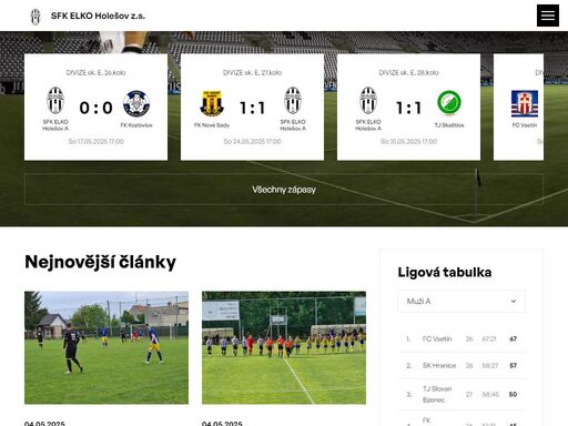 oficiální stránky fotbalového klubu