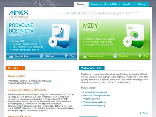 mzdový program profesionál ainex - snadný, přehledný, příznivá cena