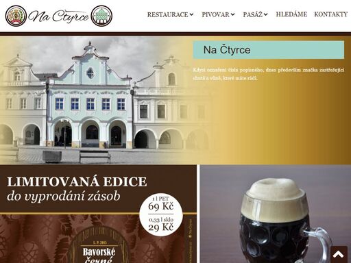 na čtyrce je restaurace v pelhřimově. a také malý rodinný pivovar. a obchodní pasáž s cukrárnou, kavárnou, řeznictvím a prodejnou čerstvých produktů pekárny adélka.