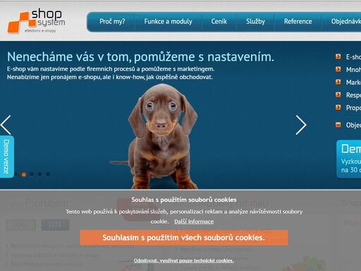 pronájem e-shopu se službami jako u e-shopu na zakázku. e-shop vám pomůžeme vytvořit, nastavit a spustit. žádejte kvalitu od shopsystem.