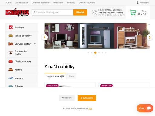 cenově dostupný, převážně český a slovenský nábytek v odpovídající kvalitě