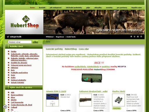 home - na www.hubert-shop.cz najdete vybavení pro myslivost i volný čas.