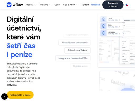 získejte kontrolu nad firemními výdaji a přejděte na kompletně digitální účetnictví s wflow. ušetřete čas, zjednodušte procesy a automatizujte svou administrativu.