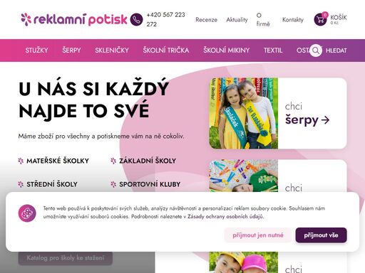 reklamní potisk textilu telč - dodáváme maturitní šerpy, absolventské šerpy, stužky, mikiny, trička s potiskem na přání pro školy, školky, firmy apod.