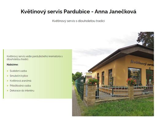květinový servis vedle pardubického krematoria s dlouholetou tradicí.