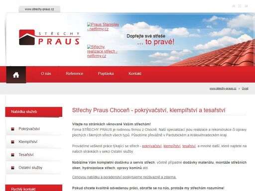 úvod, střechy praus, pokrývačství, klempířství, tesařství, choceň úvod - střechy praus - pokrývačství, klempířství a tesařství choceň