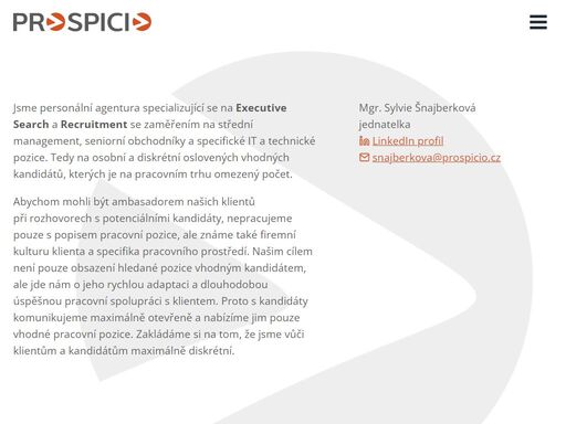 jsme personální agentura specializující se na executive search a recruitment se zaměřením na střední management, obchodníky a specifické it a technické pozice.