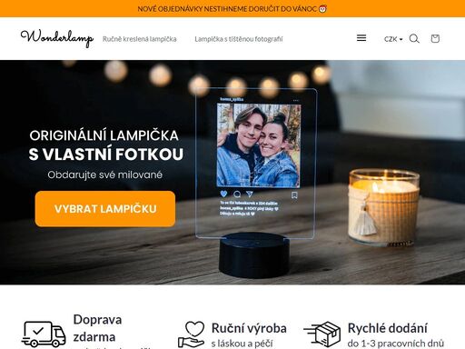 homepage. obdarujte své milované
lampička wonderlamp je jedinečný dárek, který rozzáří úsměv zkrátka každého. s pečlivostí vytváříme lampičky zachycující důležité životní momenty, proto na každém záleží.