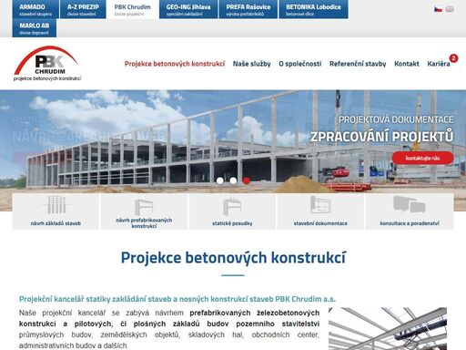 projekční kancelář statiky zakládání staveb a nosných konstrukcí staveb pbk chrudim a.s. naše projekční kancelář se zabývá návrhem prefabrikovaných železobetonových konstrukcí a pilotových, či plošných základů budov pozemního stavitelství průmyslových budov, zemědělských objektů, skladových hal, obchodních center, administrativních budov a dalších