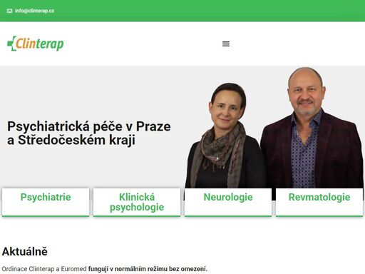psychiatrie praha. další psychiatrické ambulance máme ve středočeském kraji. v praze máme také vlastní ordinaci neurologie a revmatologie.