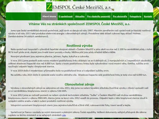oficialní stránka společnosti zemspol české meziříčí, a.s.