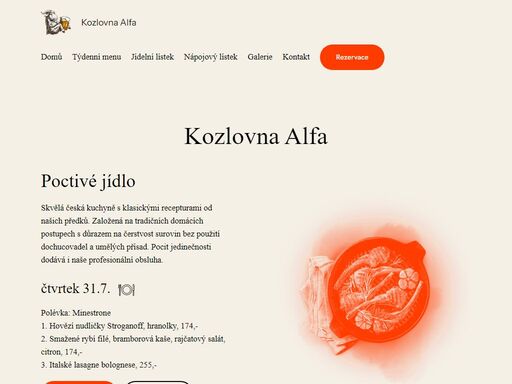 originální hospoda kozlovna alfa. zažijte neopakovatelnou atmosféru, kvalitní tankové pivo a chutnou kuchyni s denním menu v lokalitě třebíč