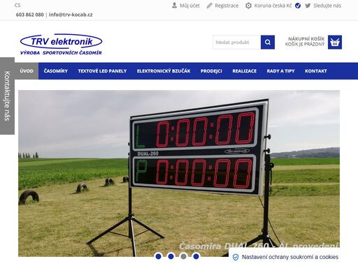 trv elektronik vyrábí sportovní časomíry ?, textové led panely, elektronické bzučáky ?, vývěsní štíty, elektroniku pro modeláře a další světelné tabule na zakázku.