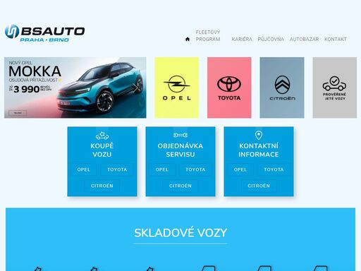 bsauto - prodej skladových a předváděcích vozů, autorizovaný dealer značek opel a toyota. prodej, pronájem a servis automobilů v praze a brně.