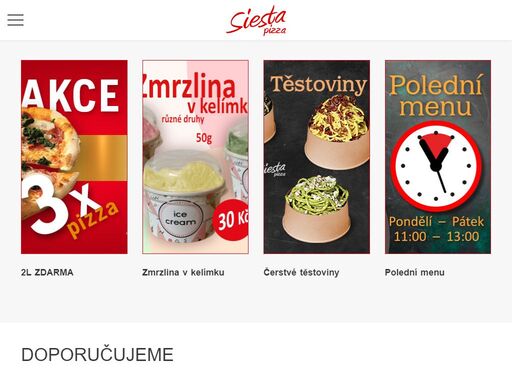 blanenská pizzerie siesta pizza s širokou nabídkou pravé italské pizzy a italských specialit za skvělé ceny, s rozvozem po blansku zdarma