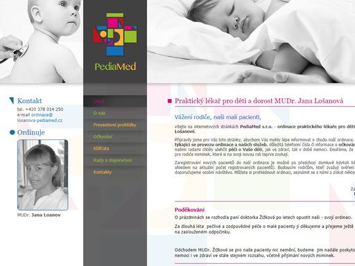 pediamed,dětský lékař,lékař pro děti,poliklinika,plzeň-slovany mudr. jana lošanová, praktický lékař pro děti a dorost na poliklinice plzeň-slovany
