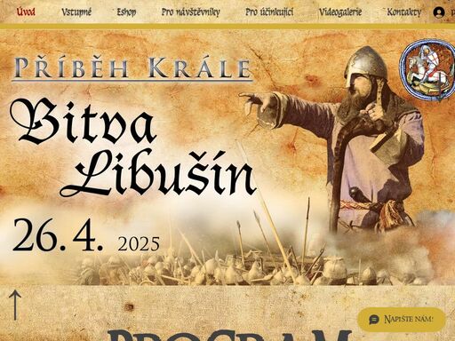 bitva libušín je největší český středověký historický festival, založený l.p. 1991. ve velkolepé bitvě můžete vidět i více jak tisíc bojovníků. festival však nabízí další celodenní program včetně plně kontaktního turnaje!