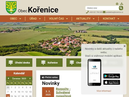 oficiální stránky obce kořenice