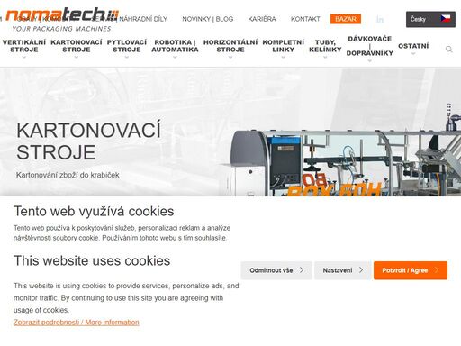 vývoj a výroba vertikálních balicích, kartonovacích a pytlovacích strojů, kompletních linek a automatizovaných řešení pro přesné a efektivní balení sypkých i tekutých produktů.