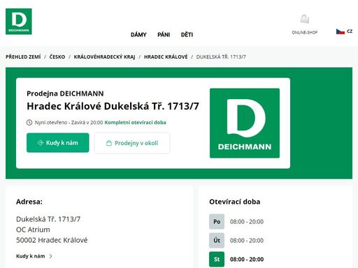 váš prodejnu deichmann dukelská tř. 1713/7 ve hradec králové ? otevřít pracovní dobu a ? telefonní číslo ? zobrazit nyní.