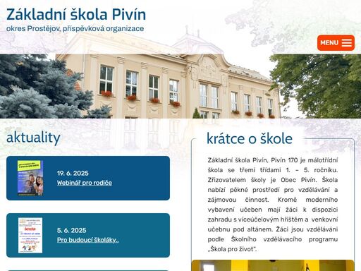 základní  škola  pivín, okres prostějov, příspěvková organizace