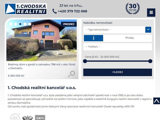 chodská,realitní,reality,byty, domy, rekreační objekty a pozemky na prodej a pronájem