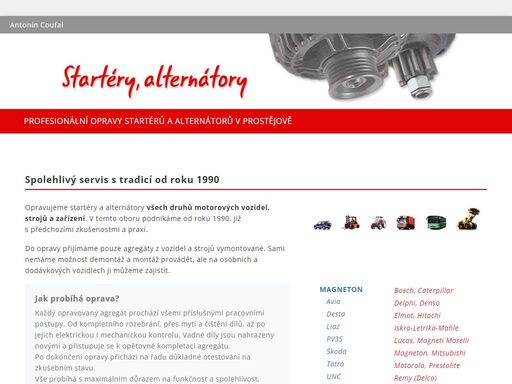 profesionální opravy startérů a alternátorů na veškerou motorovou techniku v prostějově. dlouholeté zkušenosti a kvalitní práce od roku 1990.