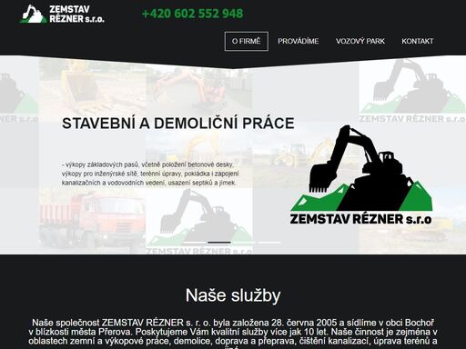 zemstav rézner s.r.o. provádí zemní, výkopové práce, odvoz a přepravu materiálů, demolice objektů