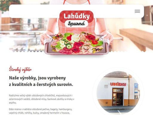 naše výrobky, jsou vyrobeny z kvalitních a čerstvých surovin. nabízíme velký výběr obložených chlebíčků, majonézových i zeleninových salátů, obložené mísy, šunkové závitky a misky v aspiku