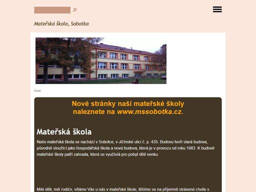 stránky mateřské školy v sobotce
