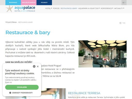 restaurace & bary, aquapalace hotel prague