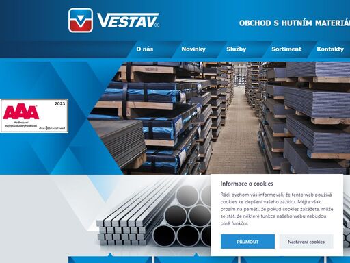 vestav kladno - obchod s hutním materiálem, hutní výrobky, druhovýroba, ocel, profily, tyče, plechy, kovy, trubky, tahokov, pletivo