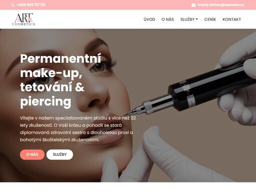 art cosmetics – specializované studio s více než 30 lety zkušeností. permanentní make-up, tetování, piercing a odborná školení.