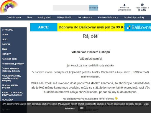 moravský krumlov;dětské zboží textil hračky oděvy ráj dětí