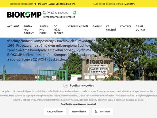 sběrný dvůr,bioodpady, kompostárna,výroba recykládů,stavební odpad, buchlovice,kompost,substrát,betonový recyklát,cihelný recyklát společnost biokomp s.r.o. byla založena na jaře 2017. převzala všechny činnosti kompostárny v buchlovicích.