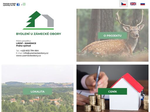 rozcestník developerského projektu bydlení u zámecké obory. ládví kamenice praha - východ.